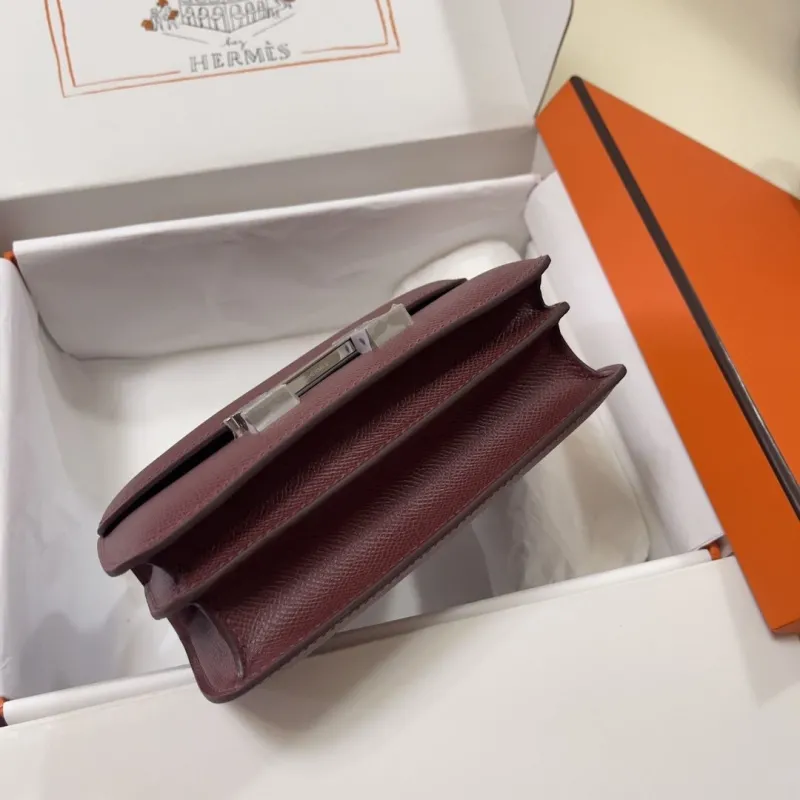 Hermes Constance Burgundy Leather Crossbody Bag - Image 6