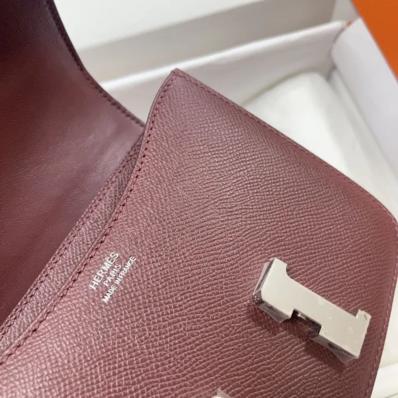 Hermes Constance Burgundy Leather Crossbody Bag - Image 9