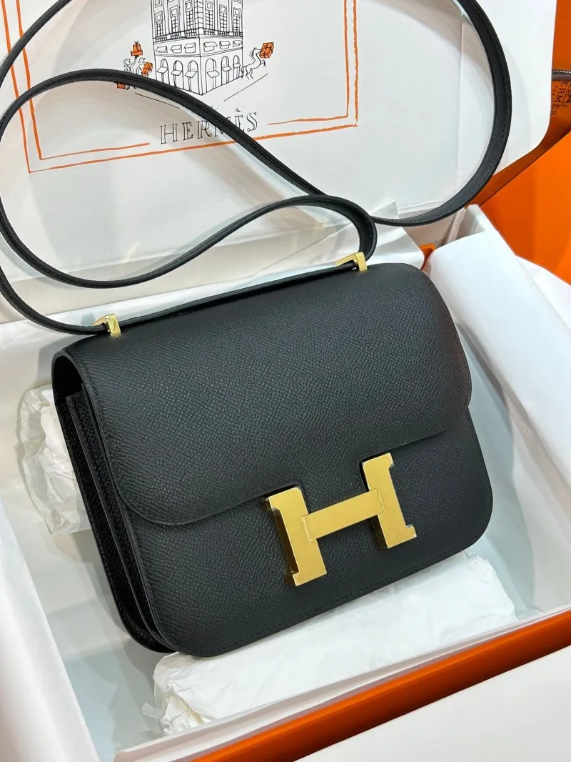 Alternative view of Hermes Constance Black Leather Crossbody Bag