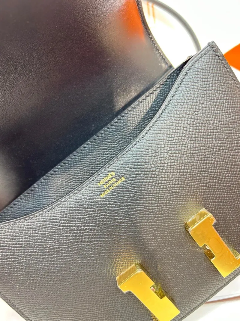 Hermes Constance Black Leather Crossbody Bag - Image 3