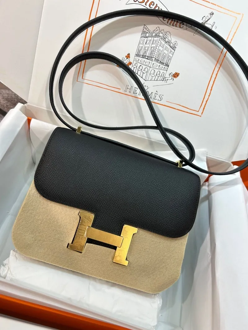 Hermes Constance Black Leather Crossbody Bag - Image 7