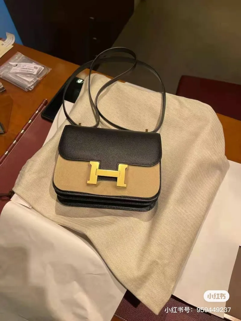 Hermes Constance Black Leather Crossbody Bag - Image 8