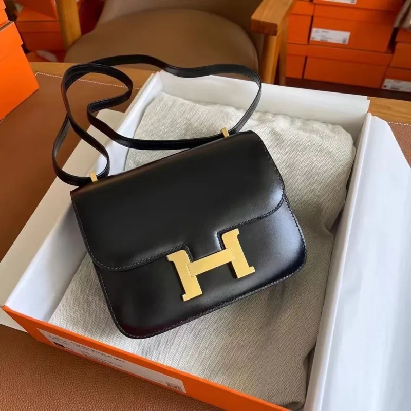 Hermes Constance Mini Black Beige Crossbody Bag - Image 4