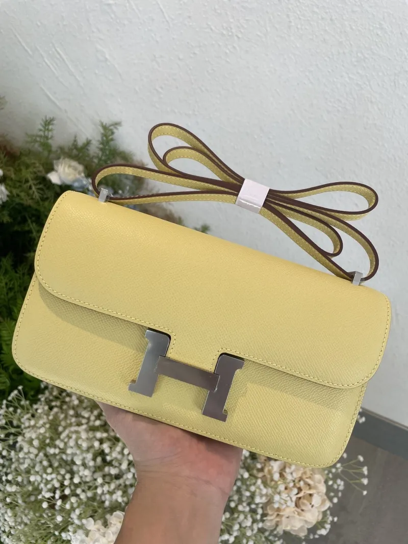 Hermes Pale Yellow Constance Crossbody Bag 136