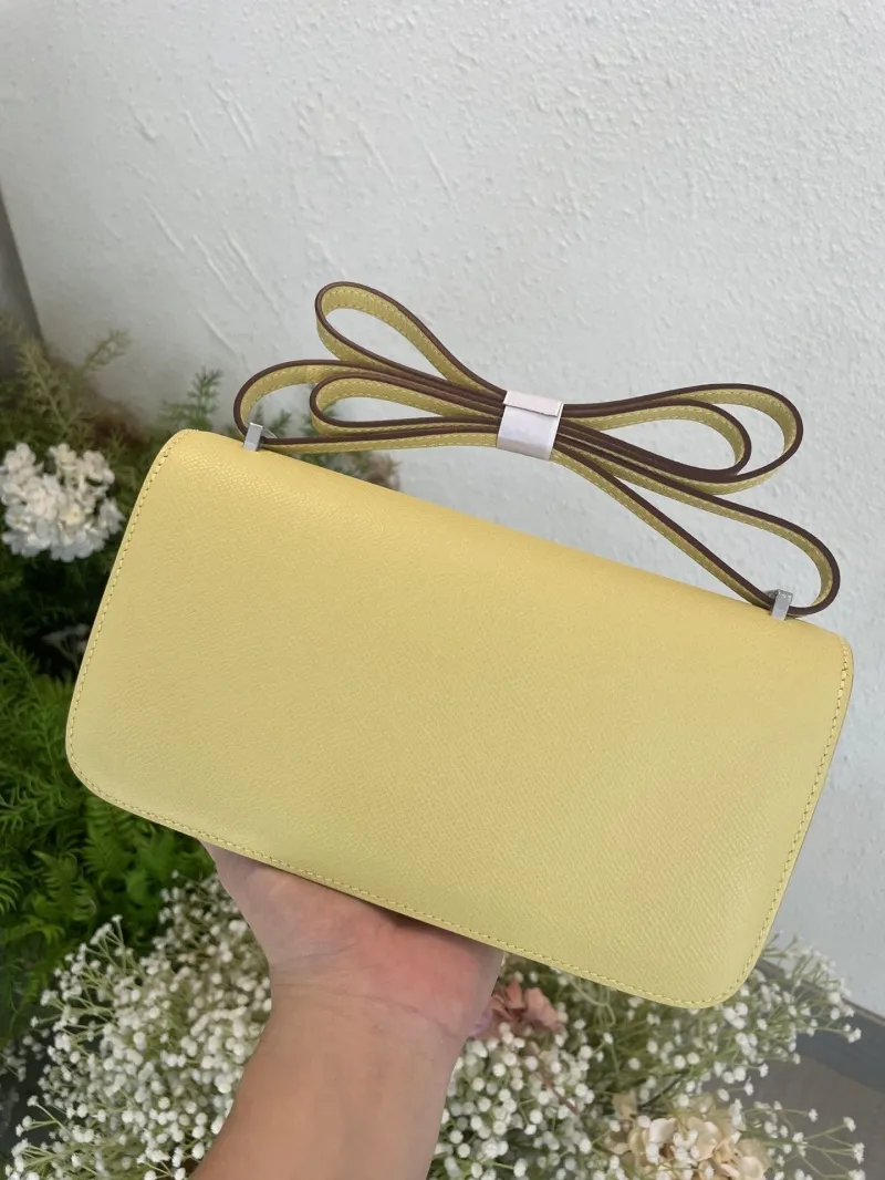 Hermes Pale Yellow Constance Crossbody Bag 136 - Image 4