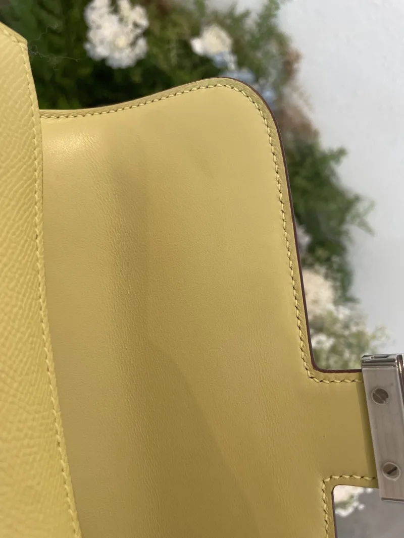 Hermes Pale Yellow Constance Crossbody Bag 136 - Image 7