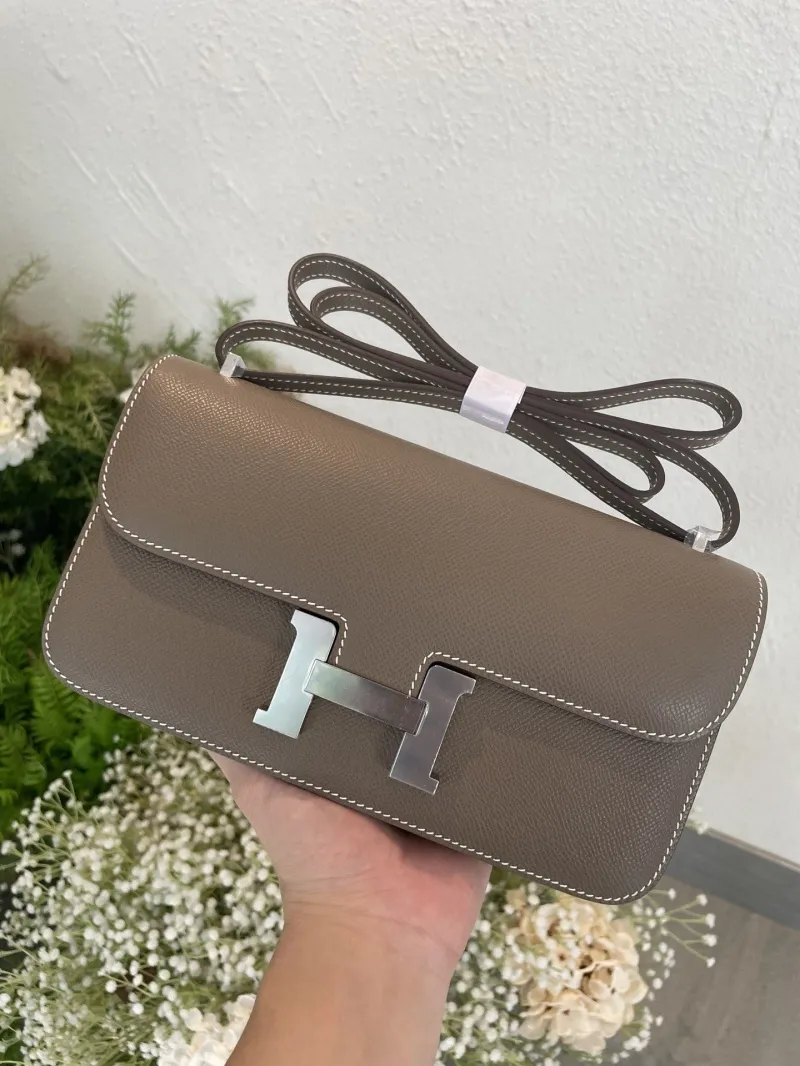 Hermes Constance Etoupe Leather Crossbody Bag 137
