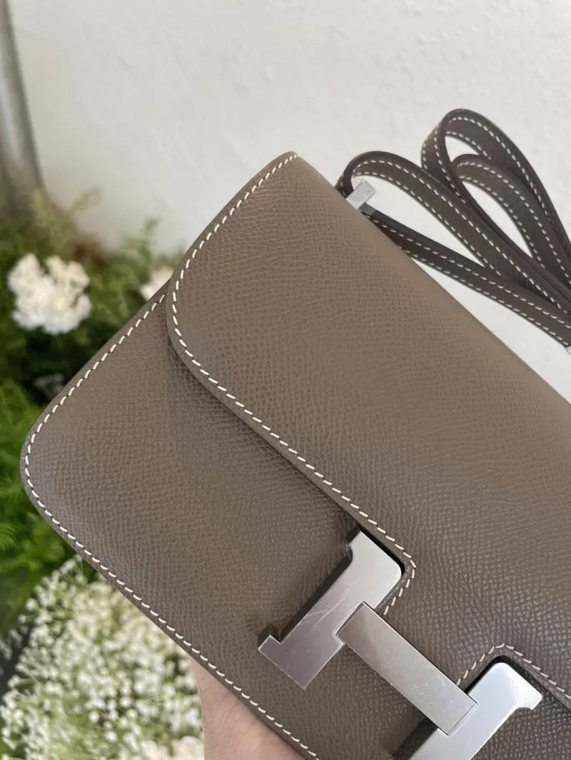 Alternative view of Hermes Constance Etoupe Leather Crossbody Bag 137
