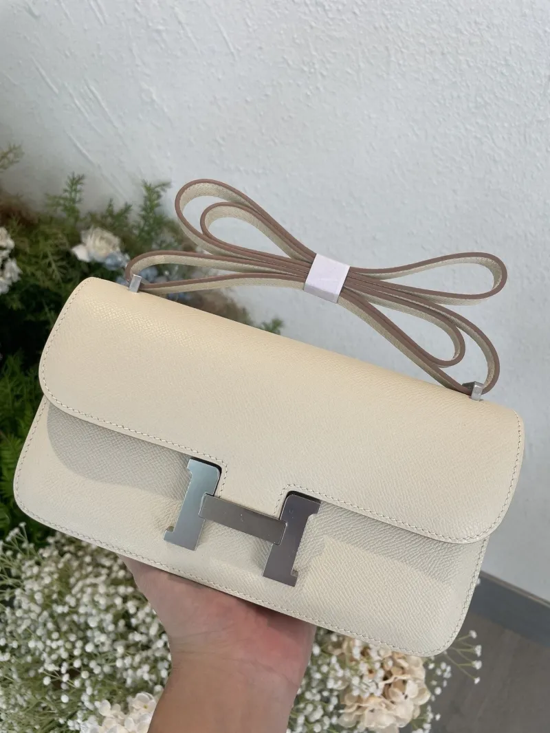 Hermes Constance Cream Leather Crossbody Bag