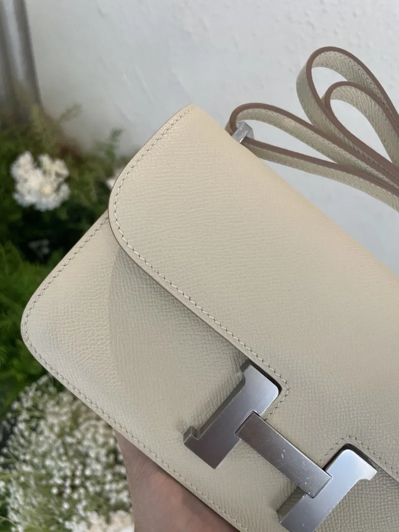 Alternative view of Hermes Constance Cream Leather Crossbody Bag