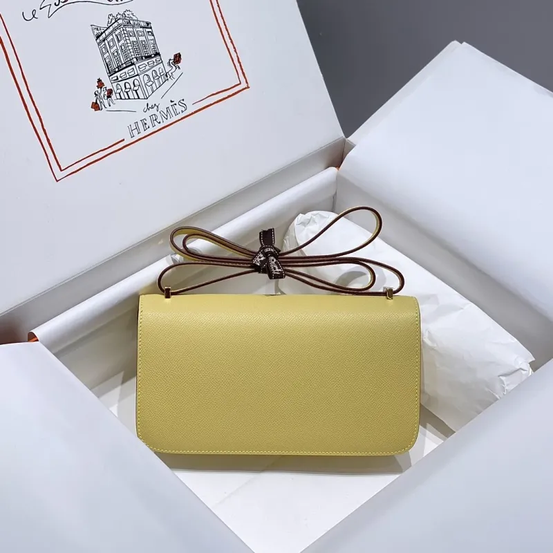 Hermes Pale Yellow Constance Crossbody Bag - Image 3