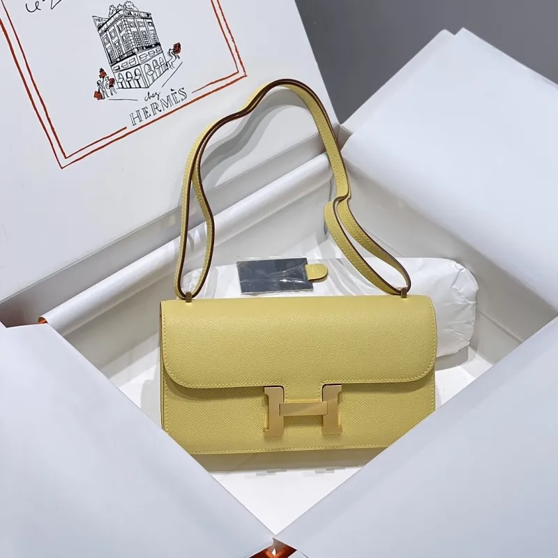 Hermes Pale Yellow Constance Crossbody Bag - Image 4