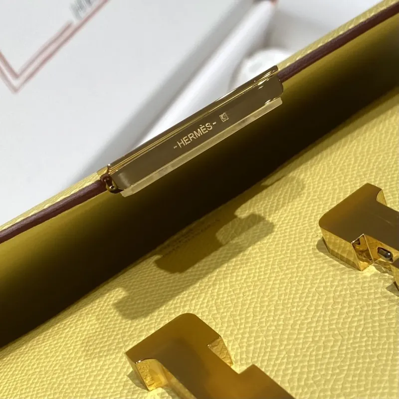Hermes Pale Yellow Constance Crossbody Bag - Image 8