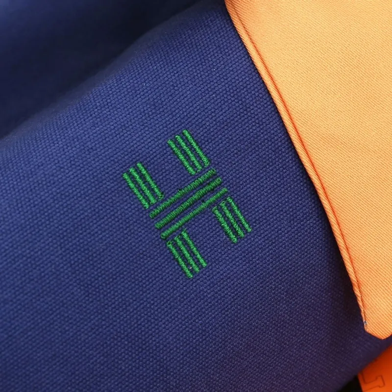 Hermes Navy Blue Cosmetic Bag with Silk Scarf - Image 5