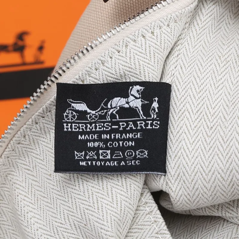 Hermes Beige Cosmetic Bag with Silk Scarf - Image 7