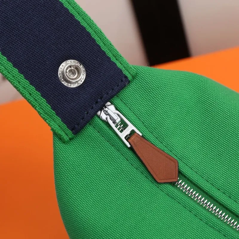 Hermes Green Cosmetic Bag with Silk Scarf - Image 8