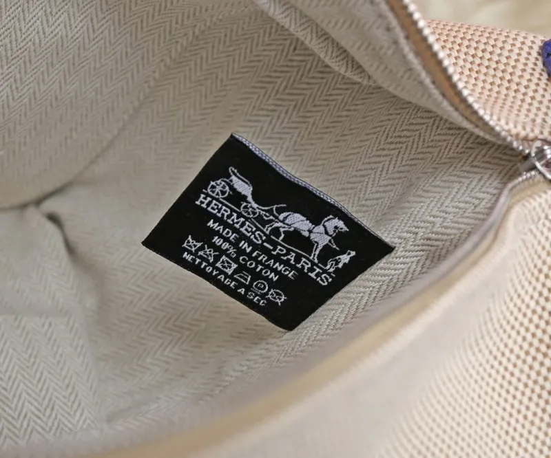 Hermes Beige Canvas Cosmetic Bag - Image 8