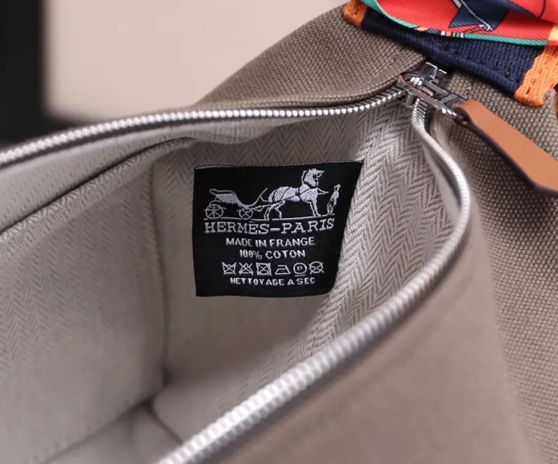 Hermes Gray Cosmetic Bag with Decorative Silk Scarf - Image 8