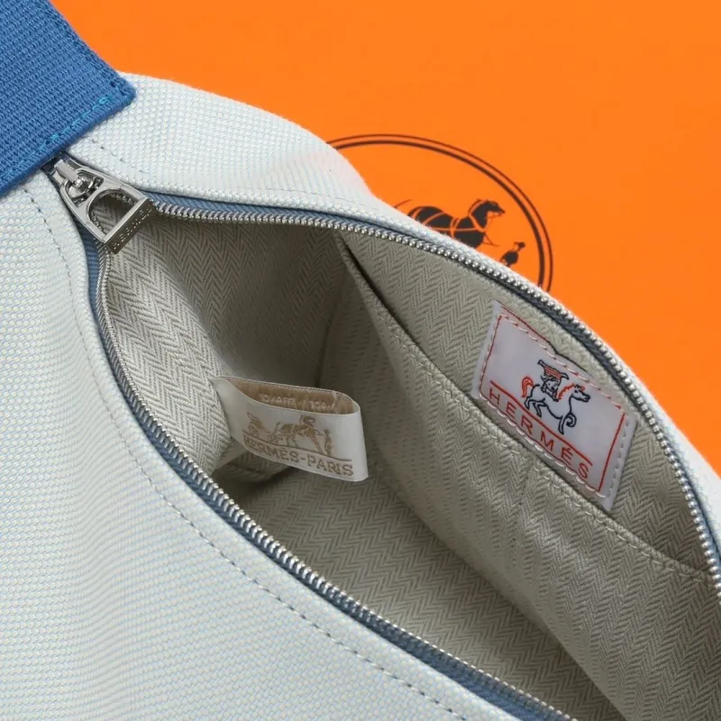 Hermes White Cosmetic Bag with Silk Scarf - Image 9