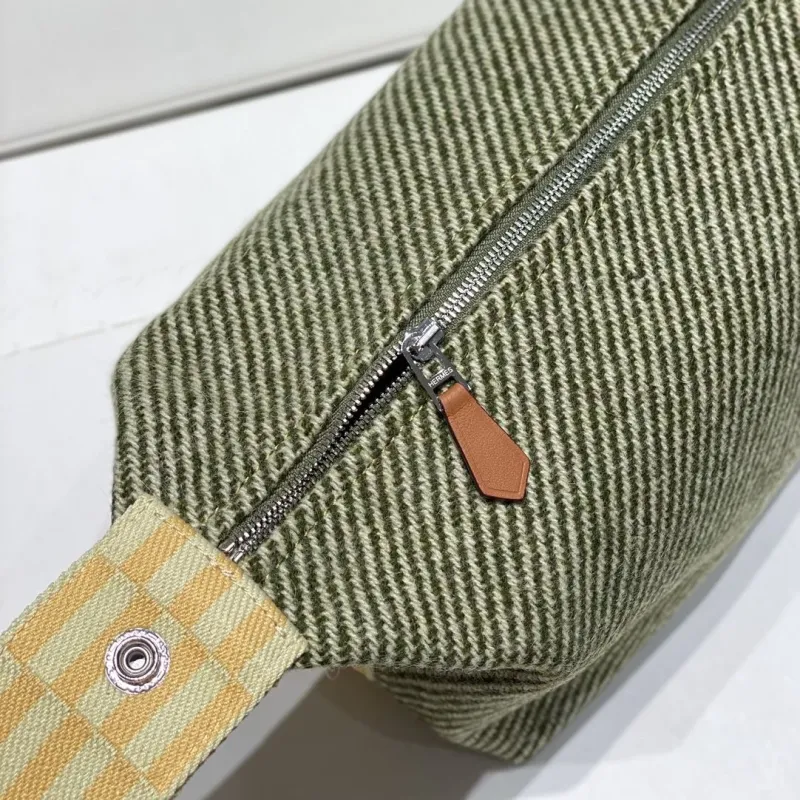 Hermes Green Striped Cosmetic Bag - Image 6