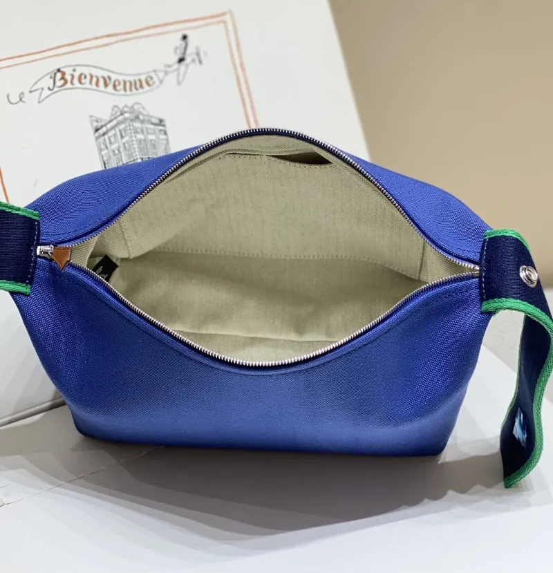 Hermes Blue Canvas Cosmetic Bag - Image 9