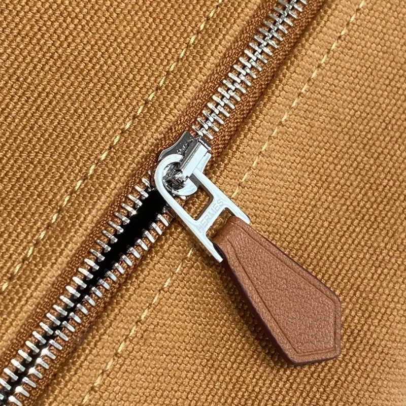 Hermes Tan Canvas Cosmetic Bag - Image 7