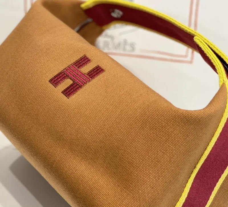 Hermes Tan Canvas Cosmetic Bag - Image 8