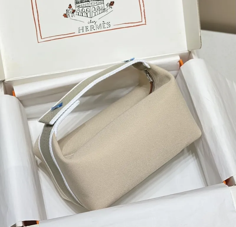 Alternative view of Hermes Beige Canvas Cosmetic Bag