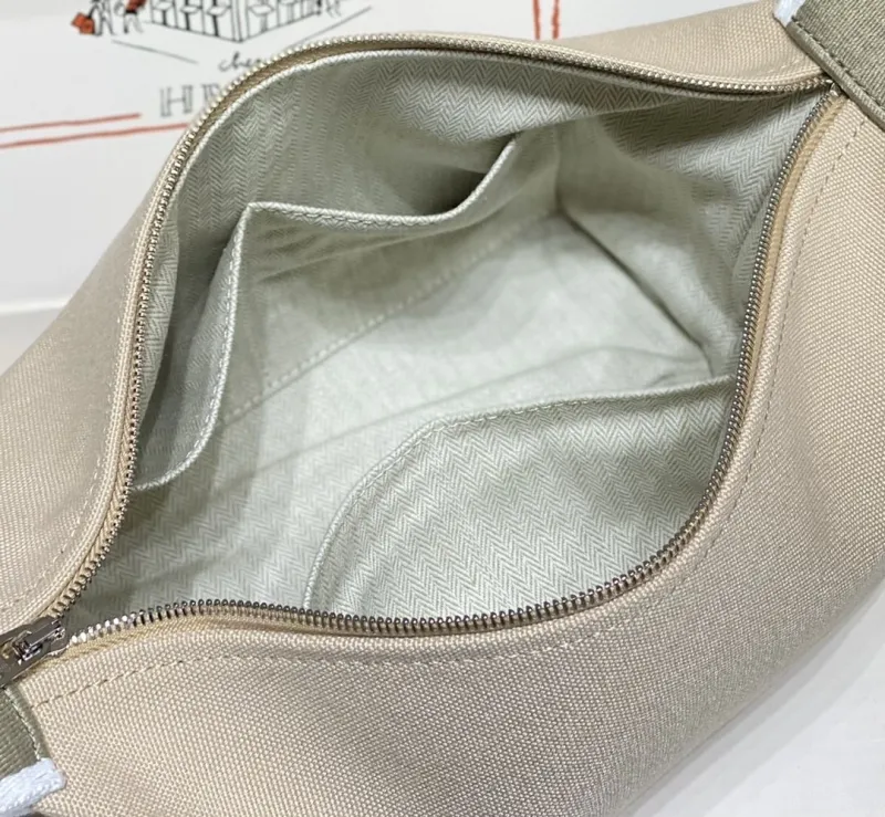 Hermes Beige Canvas Cosmetic Bag - Image 9