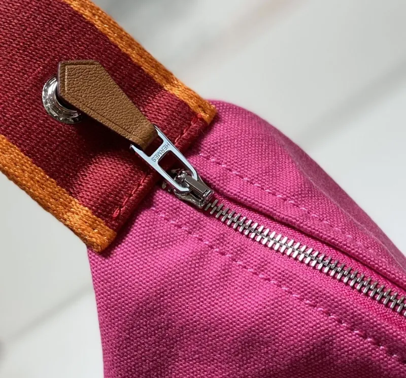 Hermes Pink Canvas Cosmetic Bag - Image 7