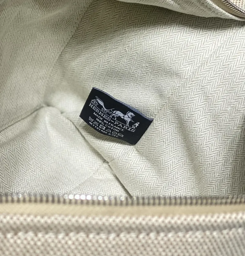 Hermes Beige Turquoise Canvas Cosmetic Bag - Image 8