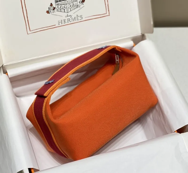 Alternative view of Hermes Orange Canvas Cosmetic Bag