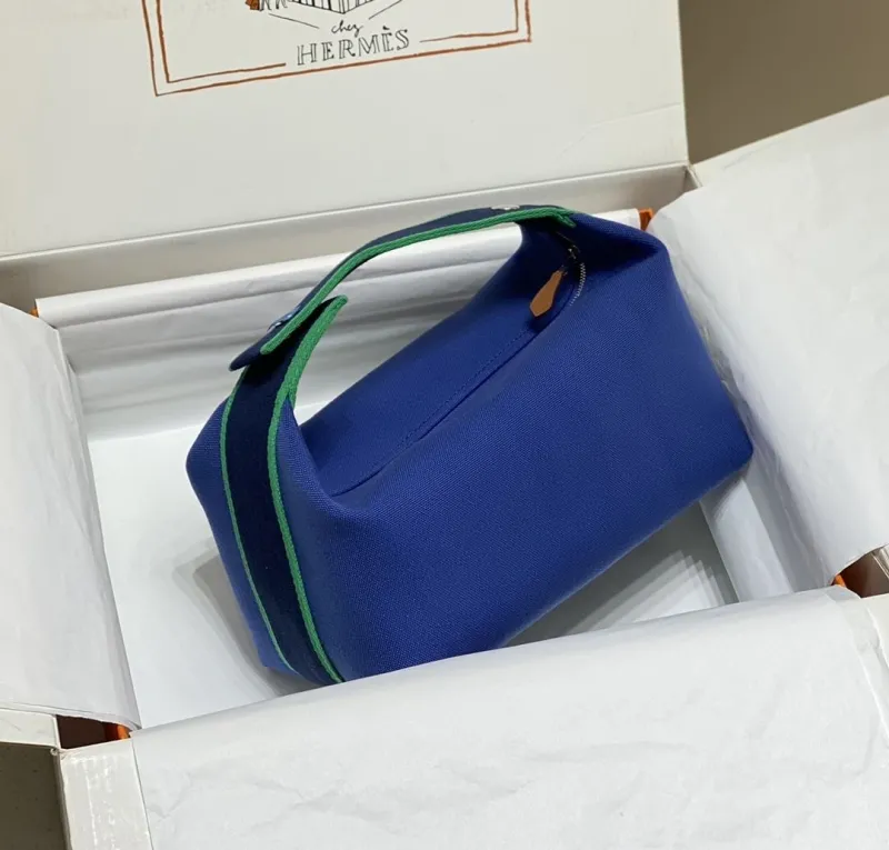 Alternative view of Hermes Blue Canvas Cosmetic Bag 58