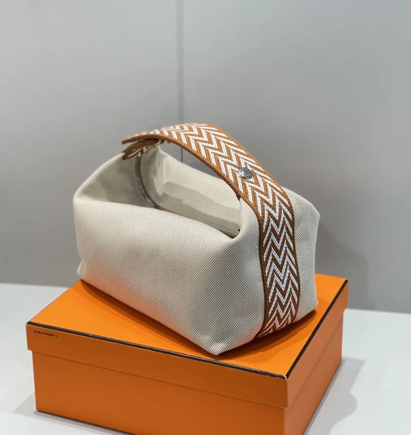 Hermes Beige Canvas Travel Cosmetic Pouch - Image 5