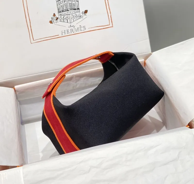 Alternative view of Hermes Black Red Orange Trim Cosmetic Bag 61