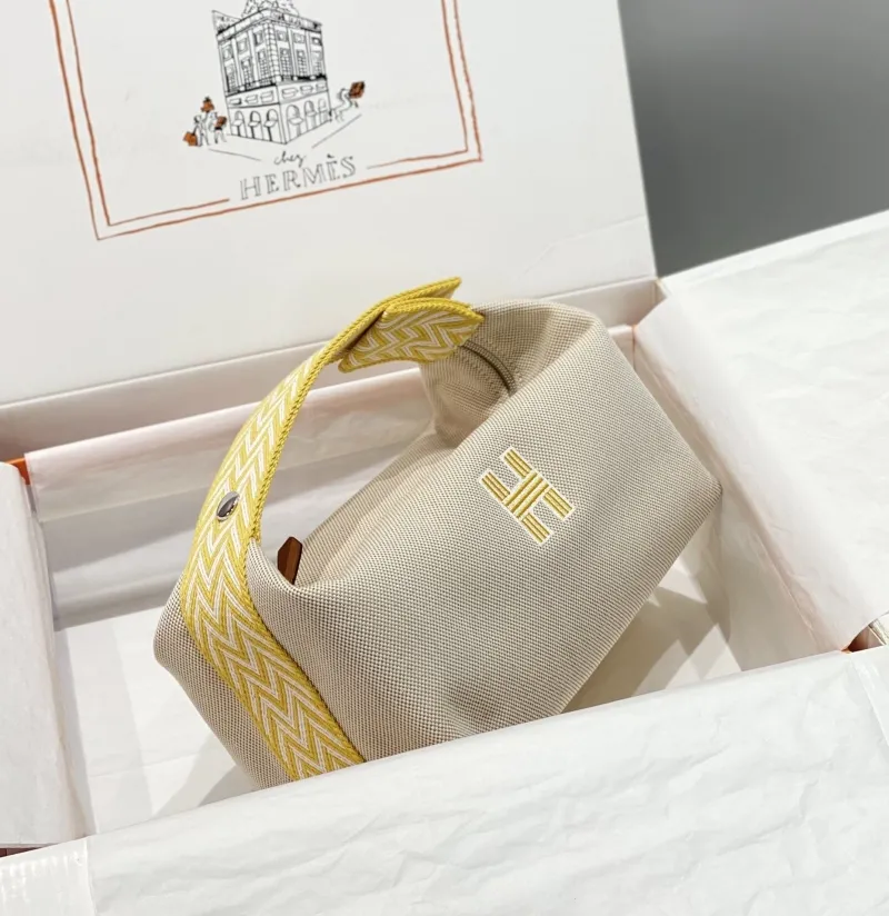 Hermes Beige Yellow Cosmetic Bag 62