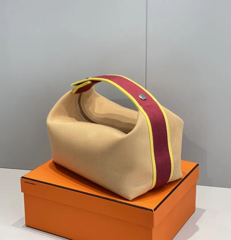 Hermes Beige Canvas Cosmetic Bag 63 - Image 5