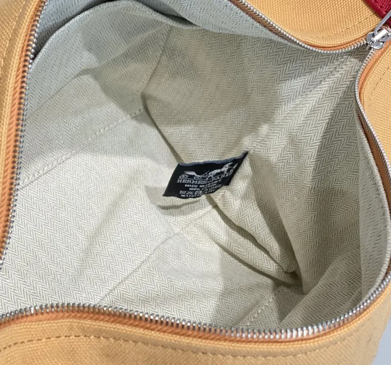 Hermes Beige Canvas Cosmetic Bag 63 - Image 9