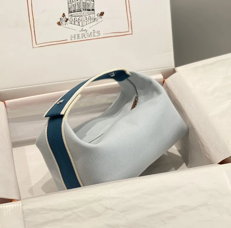 Alternative view of Hermes Light Blue Canvas Cosmetic Bag 64