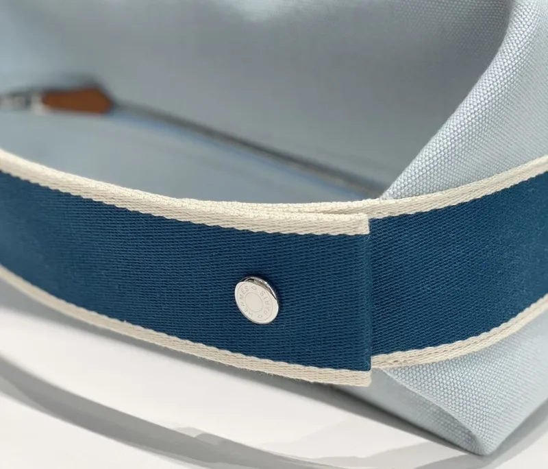Hermes Light Blue Canvas Cosmetic Bag 64 - Image 6