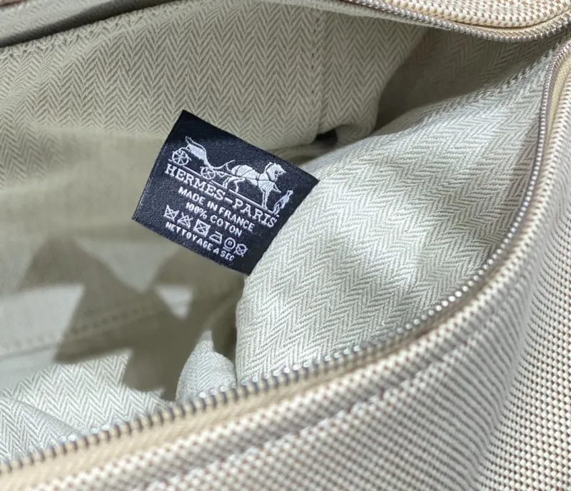 Hermes Beige Orange Canvas Cosmetic Bag - Image 9