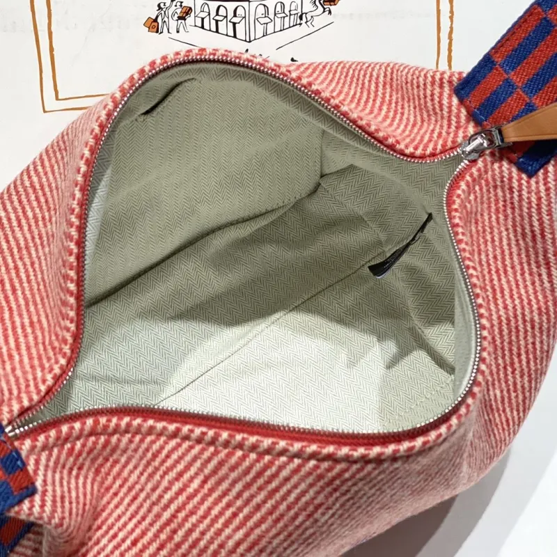 Hermes Red Blue Striped Cosmetic Bag - Image 9