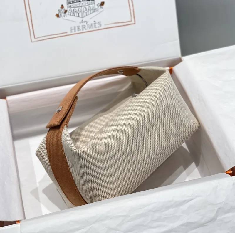 Alternative view of Hermes Beige Canvas Cosmetic Bag
