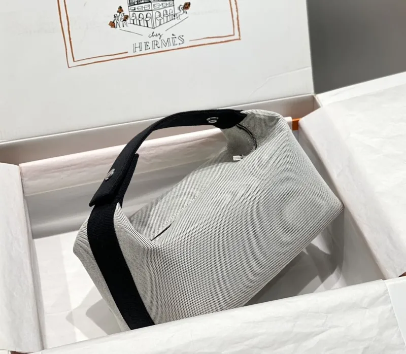 Alternative view of Hermes Gray Canvas Cosmetic Bag