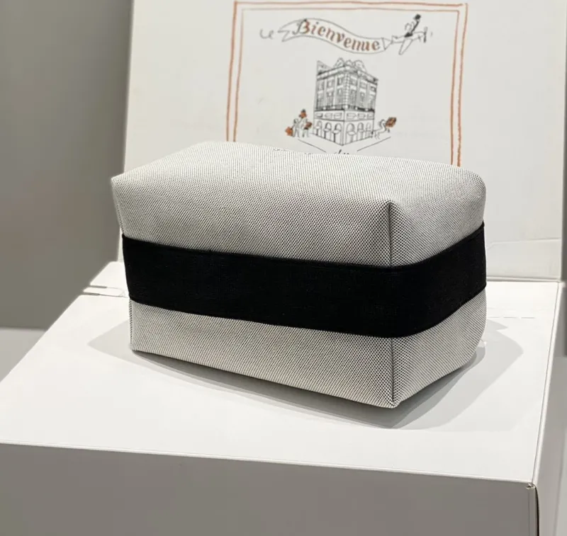 Hermes Gray Canvas Cosmetic Bag - Image 3