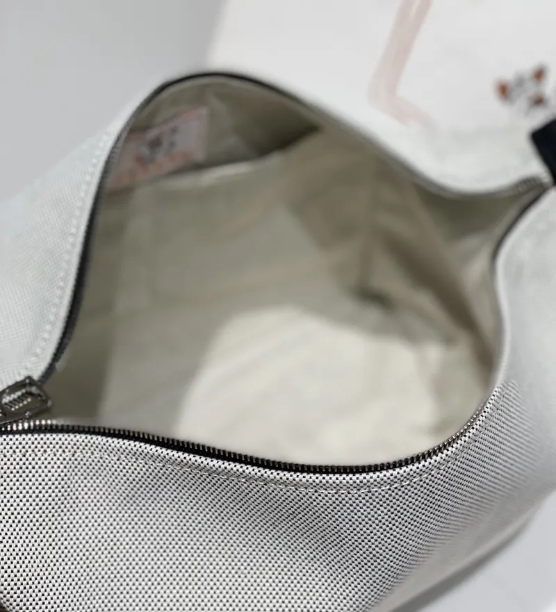 Hermes Gray Canvas Cosmetic Bag - Image 9