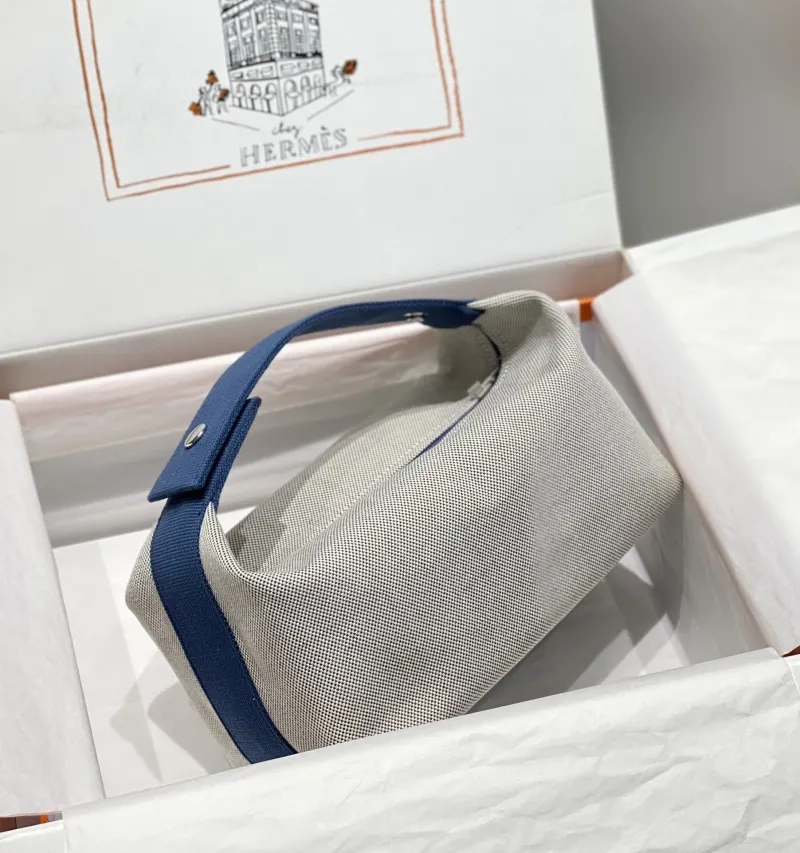 Alternative view of Hermes Gray Blue Canvas Cosmetic Bag