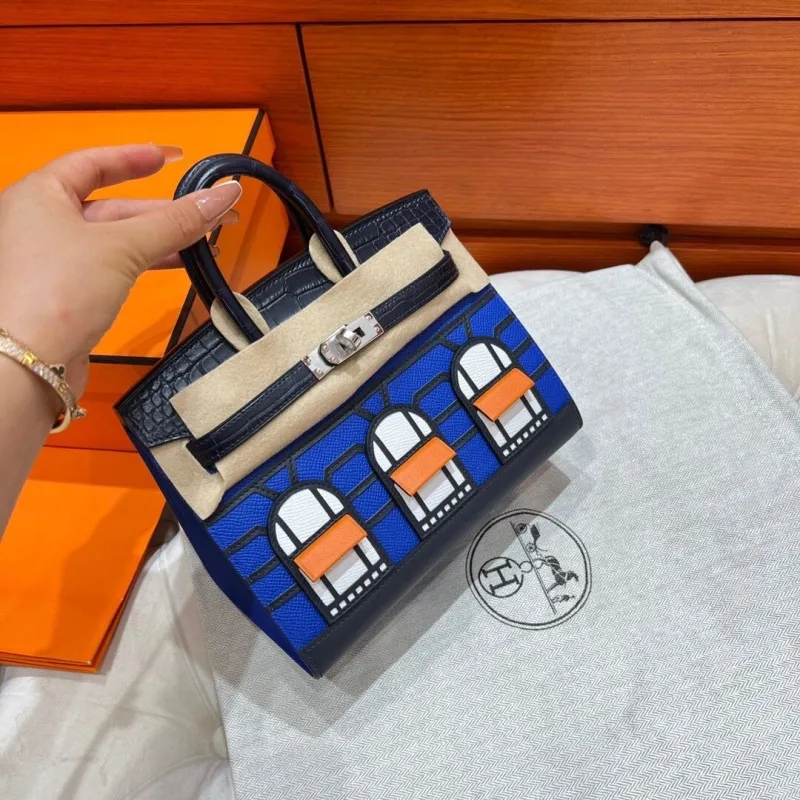 Hermes Faubourg Blue Leather Mini Handbag - Image 3