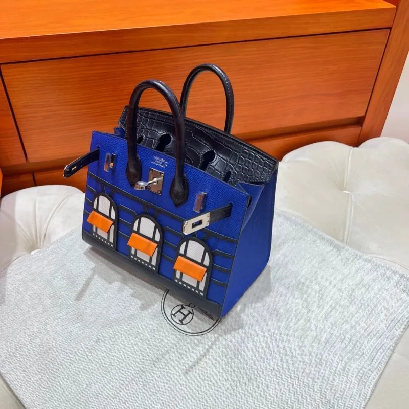 Hermes Faubourg Blue Leather Mini Handbag - Image 4