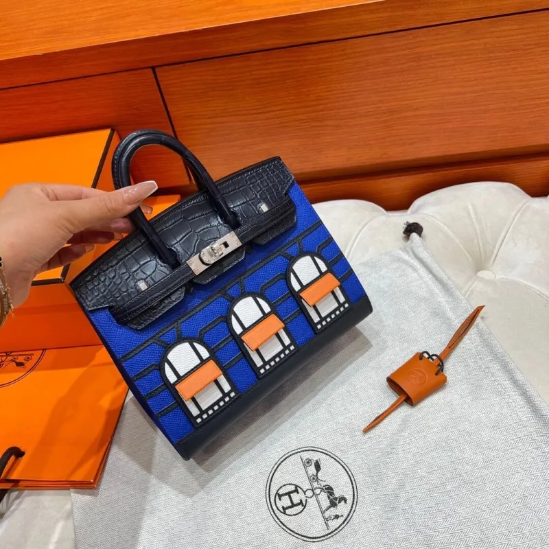 Hermes Faubourg Blue Leather Mini Handbag - Image 5